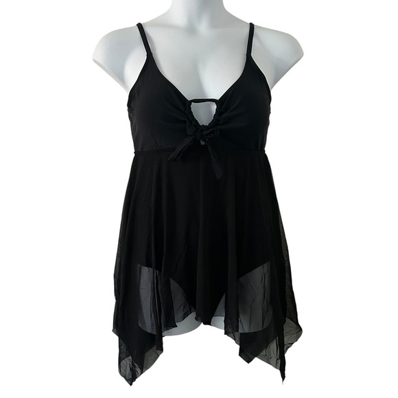 Other - Women's Black Mesh Flowy Padded Adjustable Straps Swimsuit Dress XL NWOT